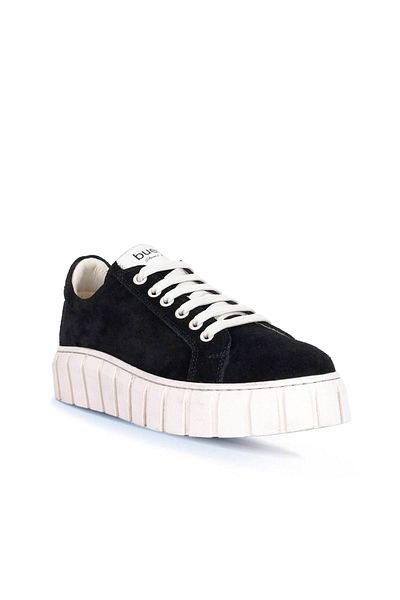 Bueno Shoes Pantofi sport de damă din piele intoarsa - Toc pane, negru, 01wt3401