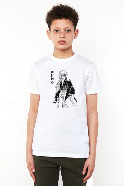 Tshirthane Poster Rurouni Kenshin Japonia Alb Copii Bicicletă Tricou