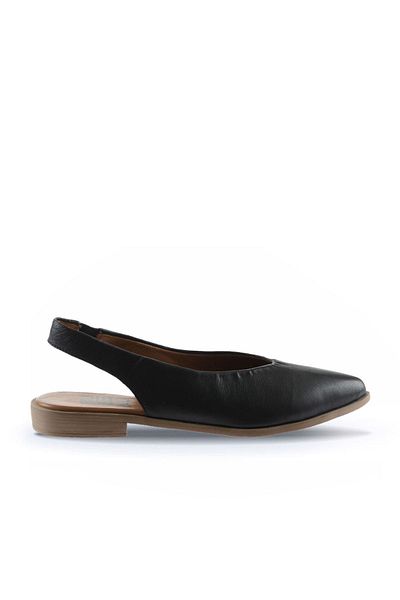 BUENO Pantofi din piele neagră pentru femei cu toc balerină 01wn0102