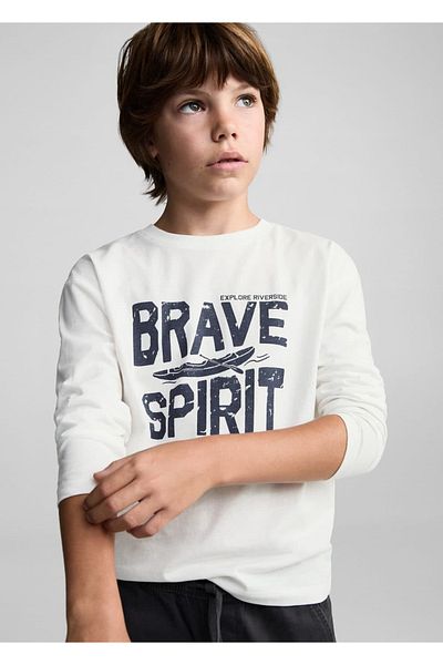 MANGO Kids Βαμβακερό μπλουζάκι με σχέδιο βάρκα