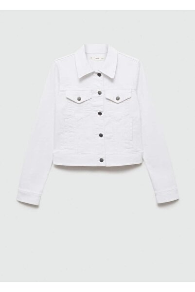 MANGO Woman Τζιν παλτό με τσέπες