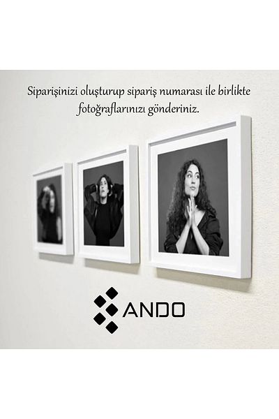 Andoweb White Square Frame with Photo (3 Pieces)