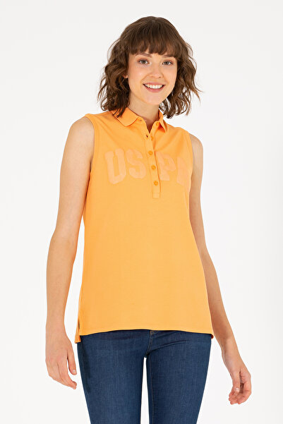 U.S. Polo Assn. Women's Orange Sleeveless Polo Neck T-Shirt 50262966-Vr051