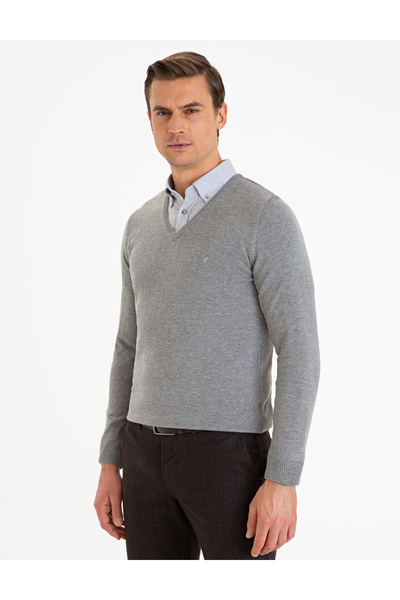 Pierre Cardin В Yaka Slim Fit Трикотажний светр - 50229214-vr086