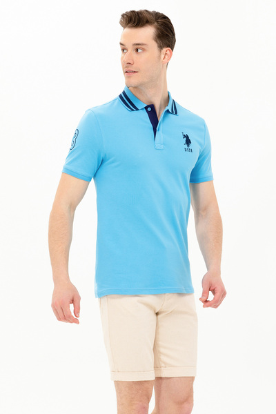U.S. Polo Assn. Men's Turquoise Basic Polo Neck T-Shirt 50263001-Vr093