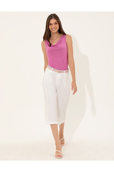 Pierre Cardin White Flare Cropped Pants 50246687 -Vr013