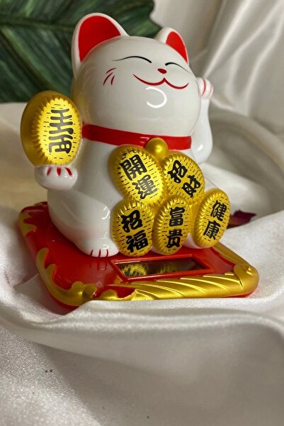 RaHan Maneki Neko Feng Shui Bereket Şans Mutluluk Çağıran Şans Kedisi Solar P...