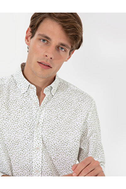 Pierre Cardin Πράσινο μακρυμάνικο πουκάμισο στενής γραμμής 50248488-VR054