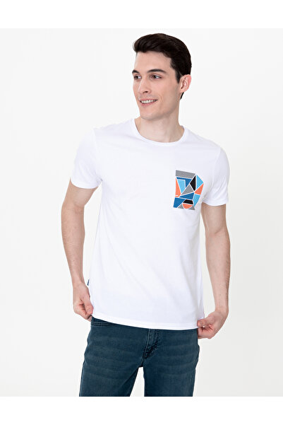 Pierre Cardin Λευκό μπλουζάκι με στάμπα με λεπτή εφαρμογή 50249701-VR013