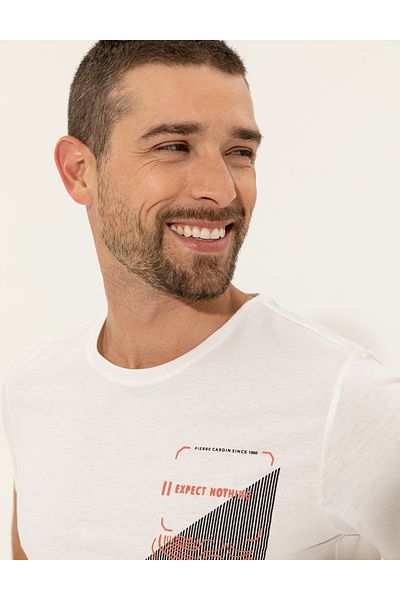 Pierre Cardin T-Shirt Ecru Slim Fit Crew Neck - 50249690-vr019