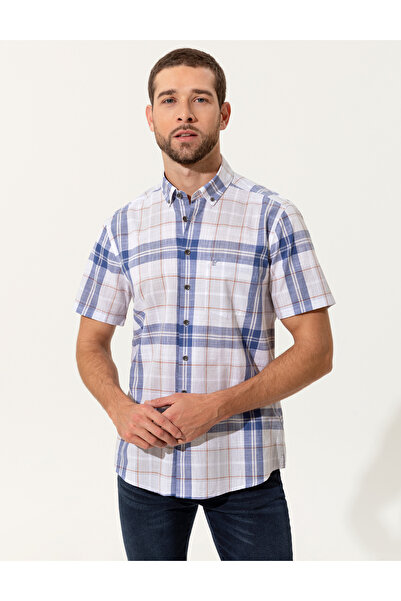 Pierre Cardin μπλε κοβαλτίου Κοντομάνικο πουκάμισο κανονικής εφαρμογής 502497...