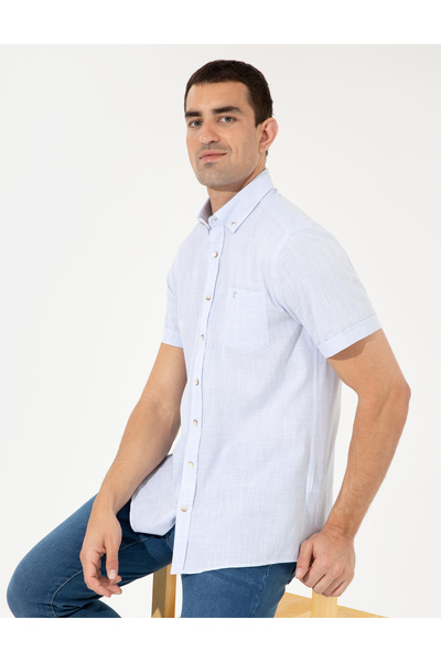 Pierre Cardin Açık Mavi Regular Fit Kısa Kollu Gömlek 50249763-VR003