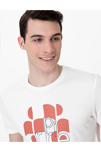 Pierre Cardin Μπλουζάκι Ecru Slim Fit Crew Neck 50249822-vr019