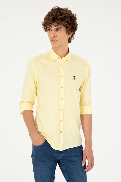 U.S. Polo Assn. Ανδρικό κίτρινο μακρυμάνικο πουκάμισο Basic 50263099-VR094