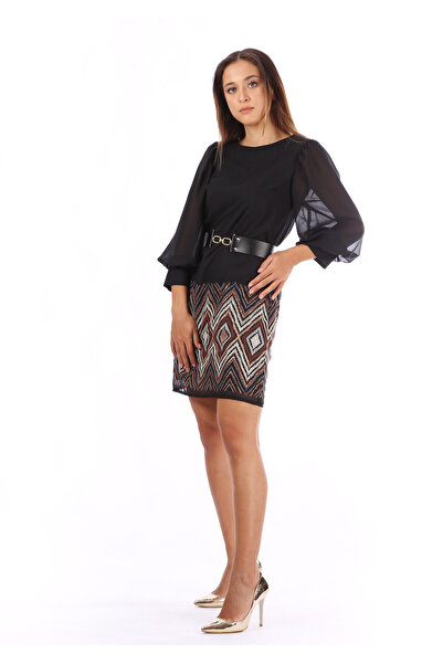 MODATALİKA Modatalika Kadın Şifon Kemerli Elbise