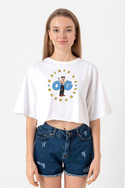 Tshirthane تي شيرت نسائي قصير باللون الأبيض من The Smurfs Original Gargamel