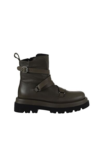 Bueno Shoes Haki Haki Deri Kadın Düz Bot 01wv1009