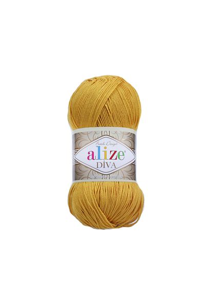 Alize Ață mercerizată Diva -488 Șofran 100gr 350m (DIMENSIUNEA ESTE MAI MICĂ DECÂT AȚĂ DE LÂNĂ DE TRICOTAT) Zerdaçal