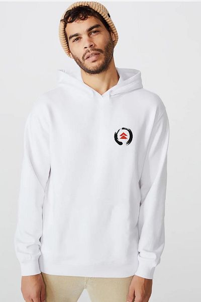 Tshirthane Λευκό ανδρικό φούτερ με κουκούλα με λογότυπο Ghost Of Tsushima