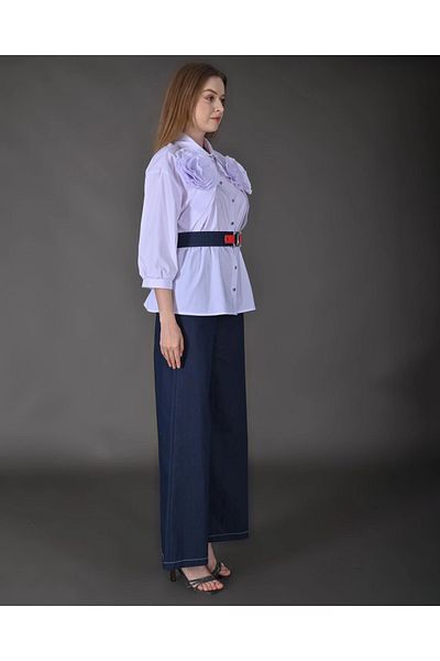 MODATALİKA Modatalika Women's New Season Shirt, Trousers, Rose and Belt Detailed Sports Double Set
