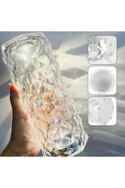 Butfulake Projeksiyon Masa Lambası Kristal Elmas Led Dokunmatik Sensör Usb Şa...