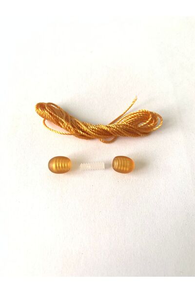 Kehribar Sarayı Mat Karamel Renk Vidalı Kehribar Klipsi Ve Turuncu Ip