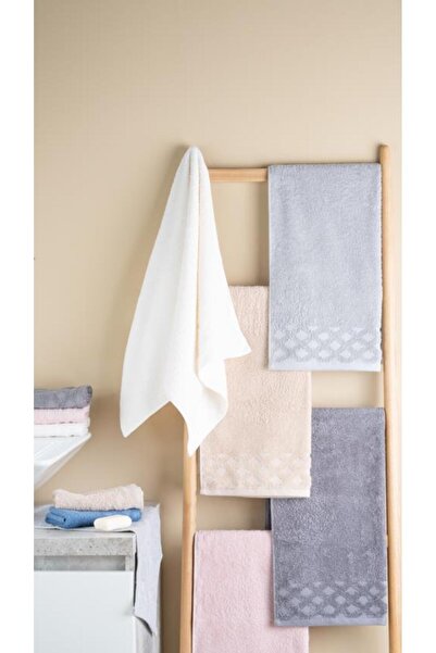 Bluenity Harem Guest Bathroom / Kitchen Towel - 100% Natural Cotton, 30X50 Cm, Powder