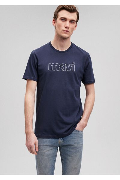 Mavi Marineblaues T-Shirt mit Logo-Print, Slim Fit / Slim Fit 065781-28417