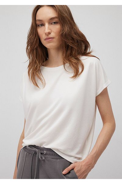 Mavi Lux Touch Tencel Tm Modal Ecru Modal Basic T-Shirt Loose Fit / Lockerer, bequemer Schnitt 167245 -25705