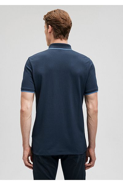 Mavi Marineblaues Polo-T-Shirt mit Kragendetail, tailliert, 062373-28417
