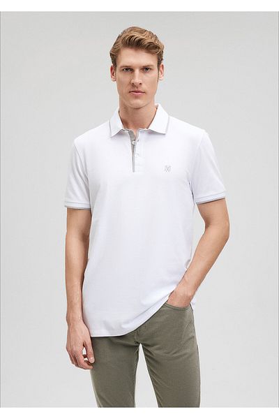 Mavi Weißes Polo-T-Shirt – Kragendetail, taillierter Schnitt 062373-27879