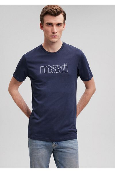 Mavi Marineblaues T-Shirt mit Logo-Print, Slim Fit / Slim Fit 065781-28417