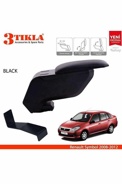 3 Tıkla Renault Symbol 2008-2012 Black Armrest Armrest with No-Punching Steel Legs
