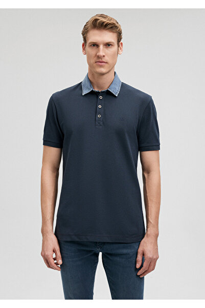 Mavi Μπλε μπλουζάκι πόλο μπλουζών - Λεπτομερής γιακάς, Εφαρμοσμένη κοπή062685-28417