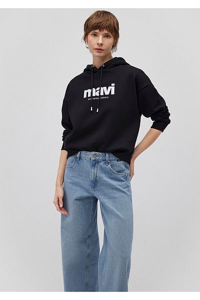 Mavi Schwarzes Kapuzen-Sweatshirt mit Logo-Print 168334-900