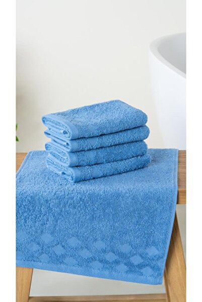 Bluenity 100% натуральна бавовна, набір з 4 халатів - для гостей, ванної кімнати / кухні - синій, 30x50 см
