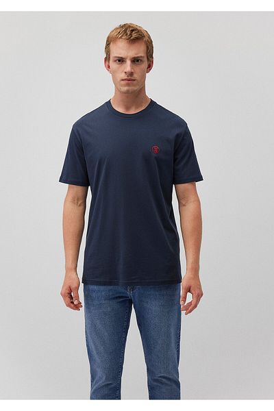 Mavi Marineblaues T-Shirt mit Siegellogo-Stickerei, lockere Passform / lockerer, bequemer Schnitt 067074-33207