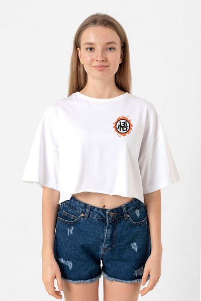 Tshirthane Women's White Crop T-Shirt - Dragon Ball Z Anime Logo
