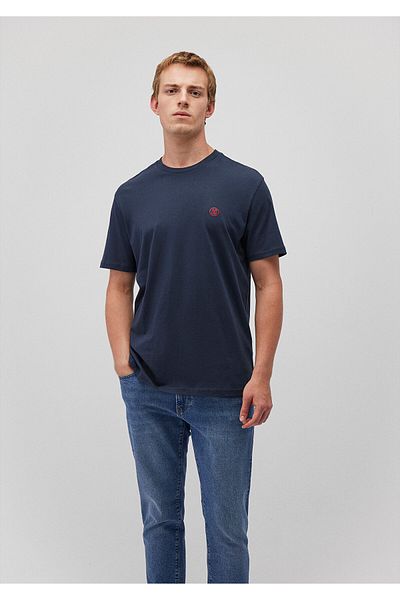 Mavi Marineblaues T-Shirt mit Siegellogo-Stickerei, lockere Passform / lockerer, bequemer Schnitt 067074-33207