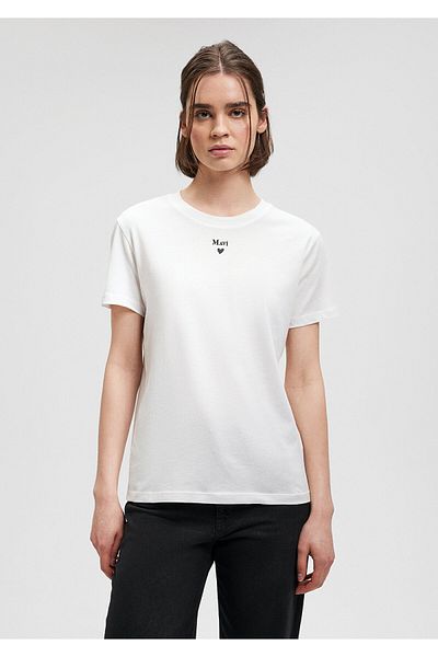 Mavi Weißes T-Shirt mit Logo-Print, reguläre Passform / normaler Schnitt 1601185-33389