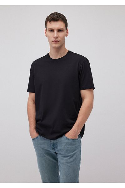 Mavi Schwarzes Stretch-Basic-T-Shirt mit normaler Passform 0610252 -900