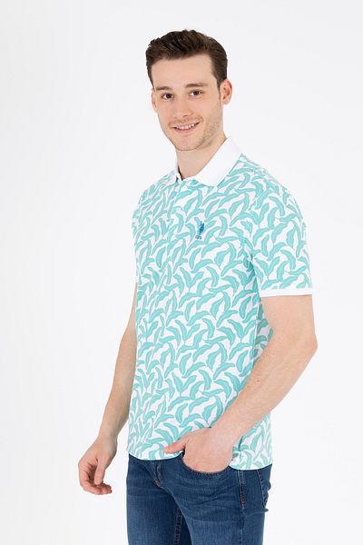 U.S. Polo Assn. Pánské tričko s pololímečkem mintové barvy 50263272 -VR090