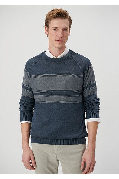 Mavi Printed Crew Neck Navy Blue πουλόβερ Slim Fit / Narrow Cut 0710034-70490