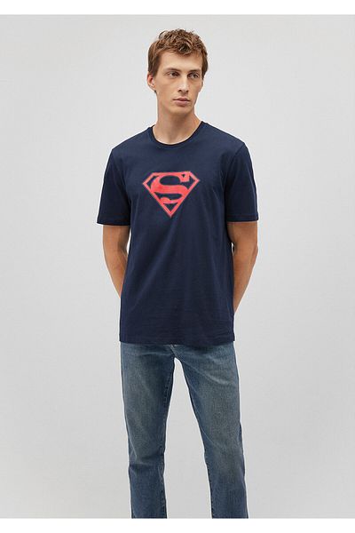 Mavi Μπλουζάκι με στάμπα Superman Navy Blue κανονική εφαρμογή / κανονική κοπή 0610754-70490