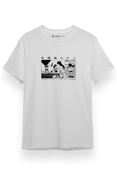 Tshirthane Detective Conan Anime Manga Design Λευκό κοντομάνικο ανδρικό μπλουζάκι