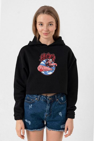 Tshirthane Dragon Ball Z Anime Tao Pai Pai Express Black Women's Crop Hoodie