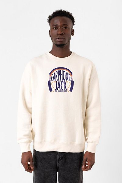 Tshirthane Φούτερ My Hero Academi Anime Earphone Jack Ecru Ανδρικό φούτερ 2ip