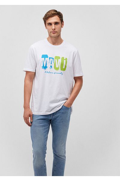 Mavi Weißes T-Shirt mit Logo-Print, reguläre Passform / normaler Schnitt 0610632-620