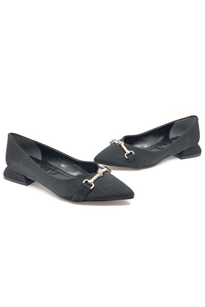 Kids Club Shoes Balerini de damă din satin cu cataramă Feles, NEGRI