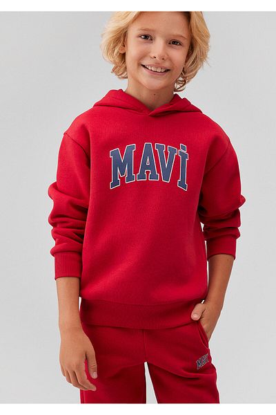 Mavi Rotes Kapuzen-Sweatshirt mit Logo-Print 6610110-70464